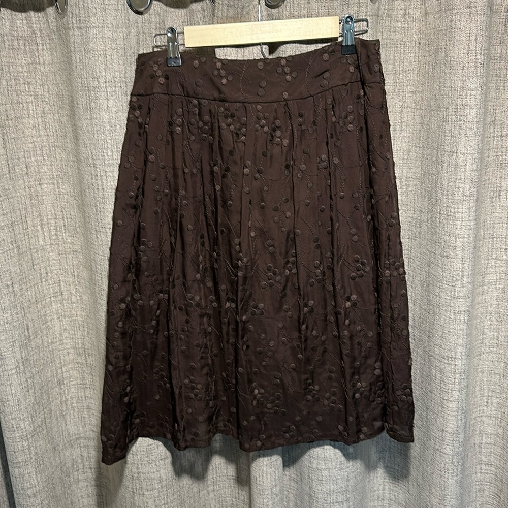 Chocolate brown silk skirt.